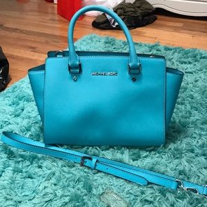 Blue Selma Medium Leather Michael Kors Satchel